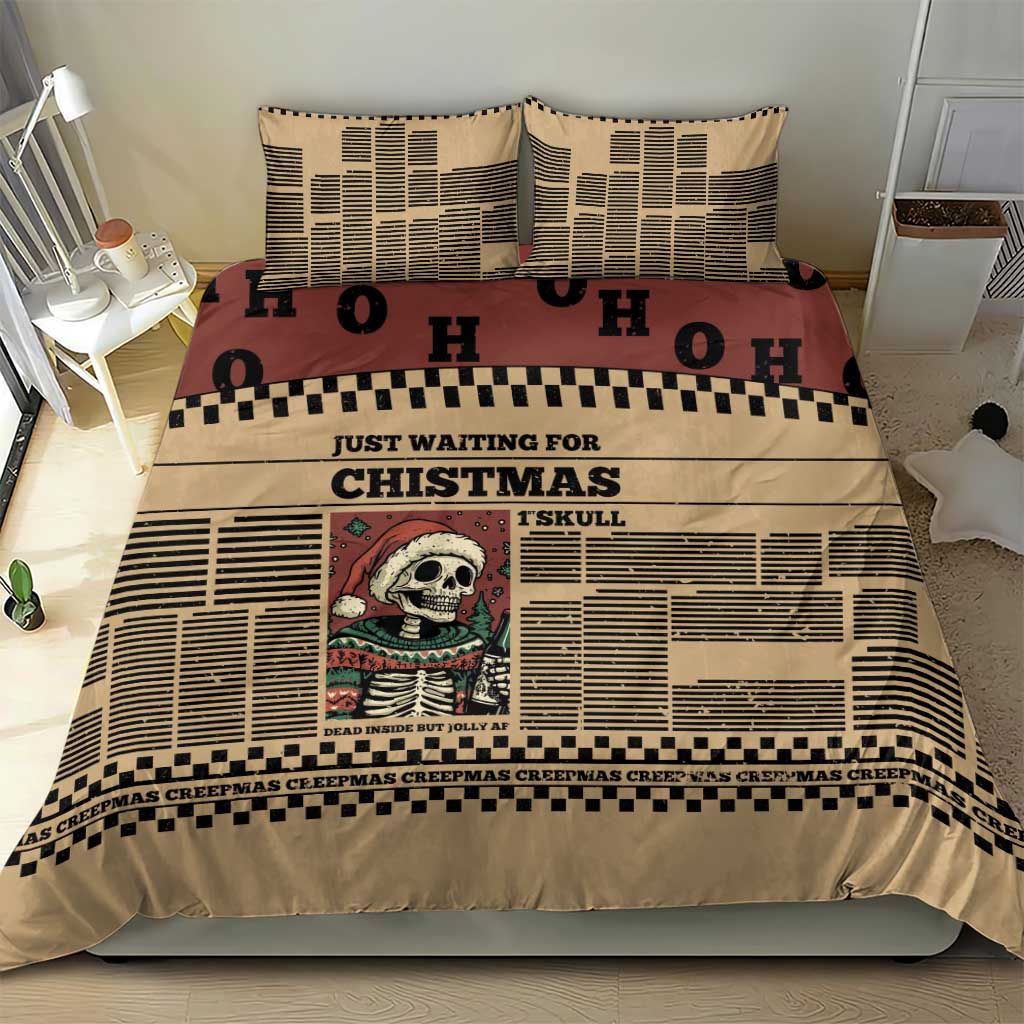 Skull Christmas Bedding Set Newspaper Retro Style - Wonder Print Shop
