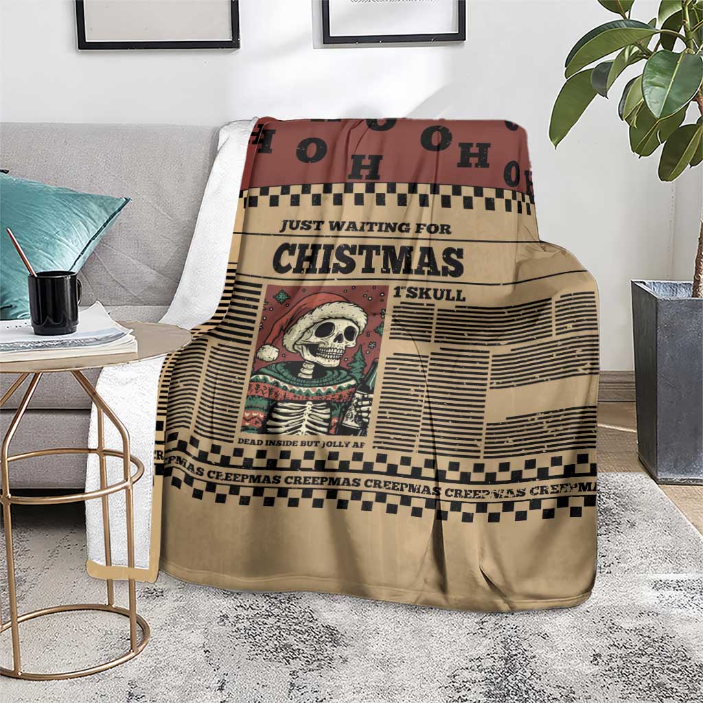 Skull Christmas Blanket Newspaper Retro Style - Wonder Print Shop