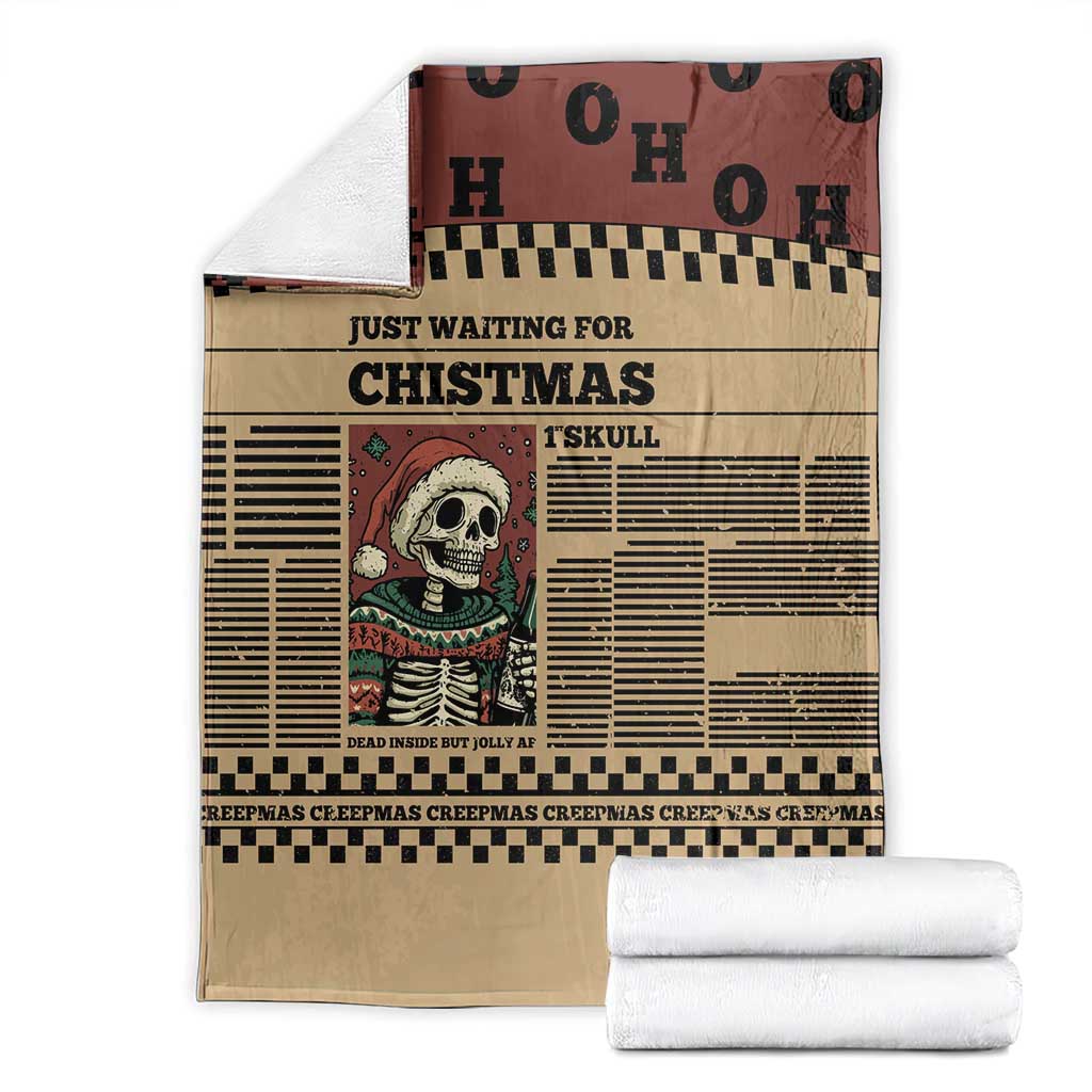 Skull Christmas Blanket Newspaper Retro Style - Wonder Print Shop