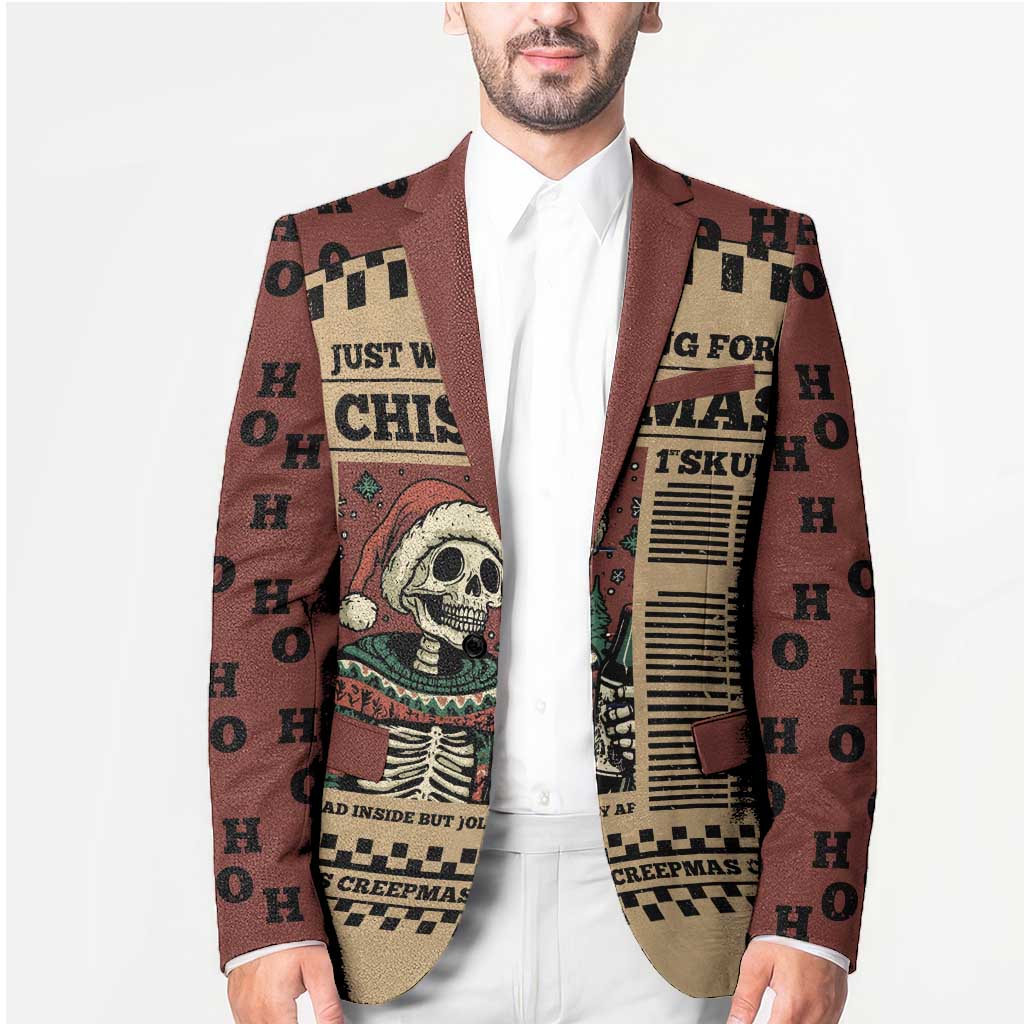 Skull Christmas Blazer Newspaper Retro Style - Wonder Print Shop