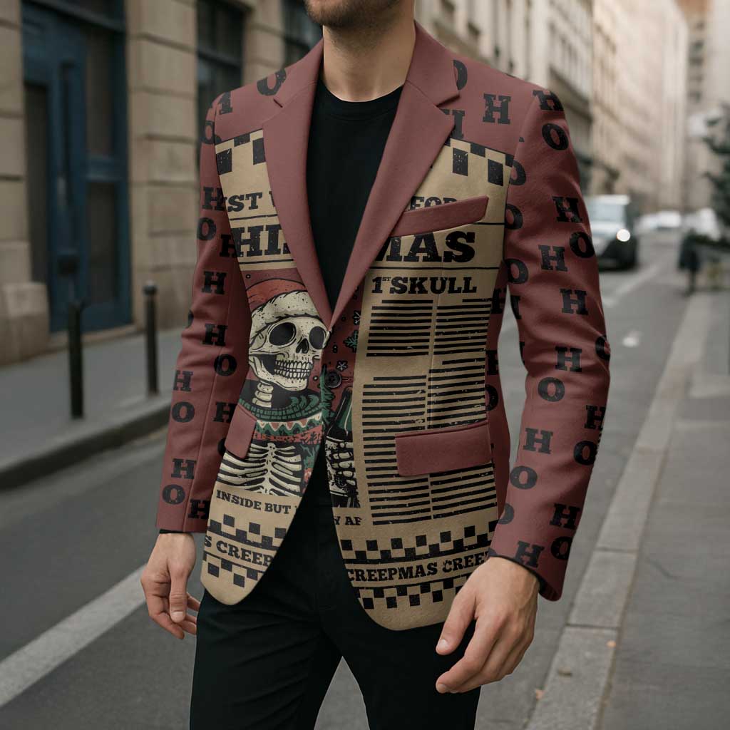 Skull Christmas Blazer Newspaper Retro Style - Wonder Print Shop
