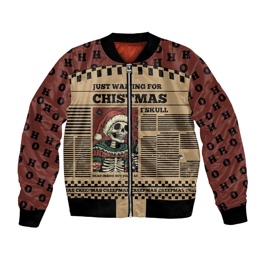 Skull Christmas Bomber Jacket Newspaper Retro Style - Wonder Print Shop