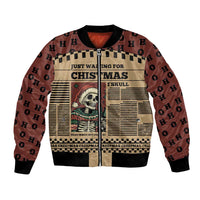 Skull Christmas Bomber Jacket Newspaper Retro Style - Wonder Print Shop