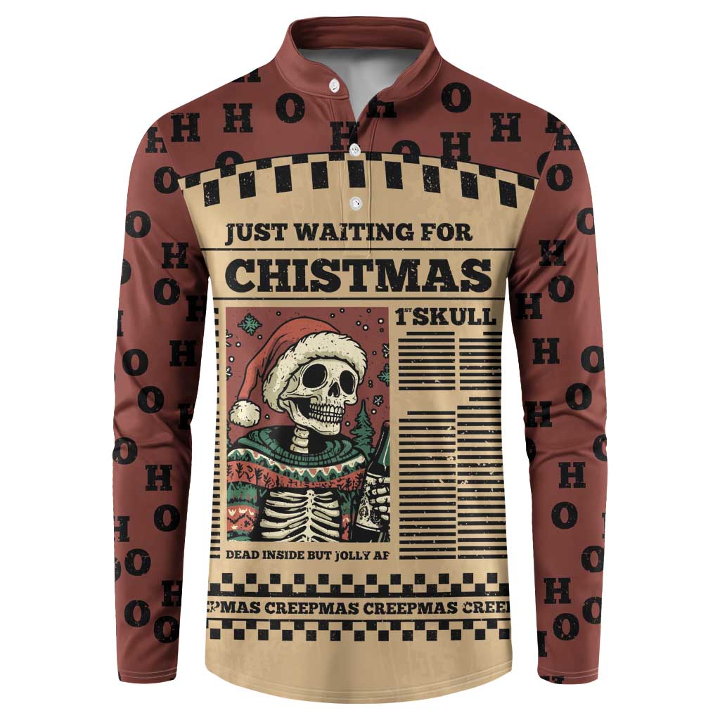 Skull Christmas Button Sweatshirt Newspaper Retro Style - Wonder Print Shop