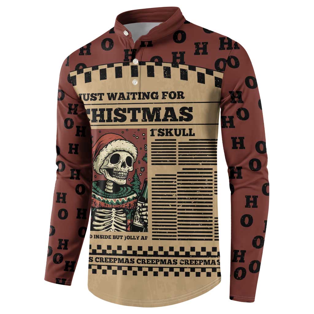 Skull Christmas Button Sweatshirt Newspaper Retro Style - Wonder Print Shop