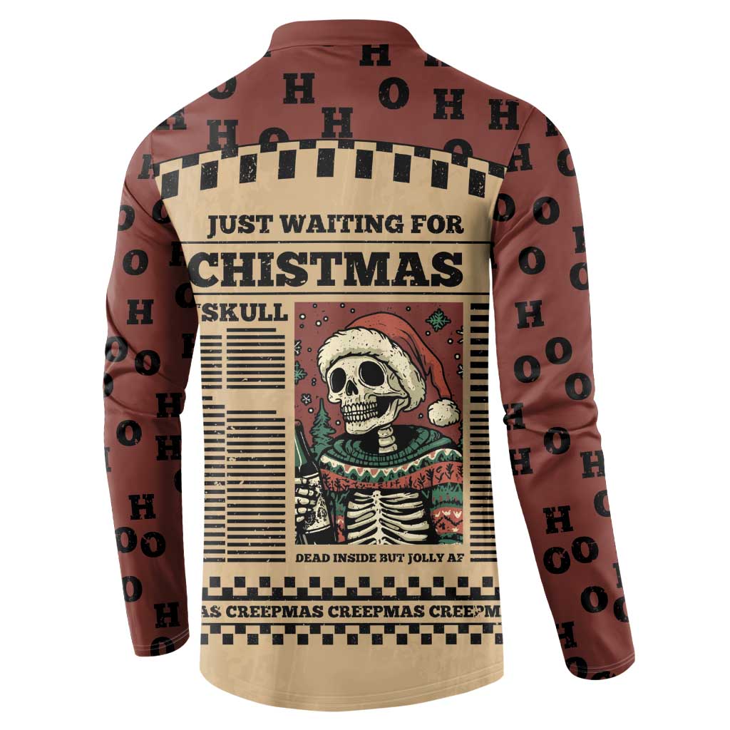 Skull Christmas Button Sweatshirt Newspaper Retro Style - Wonder Print Shop