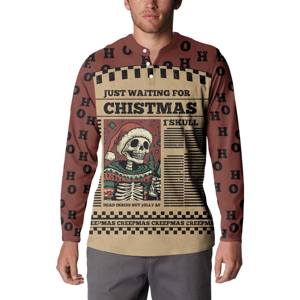 Skull Christmas Button Sweatshirt Newspaper Retro Style - Wonder Print Shop