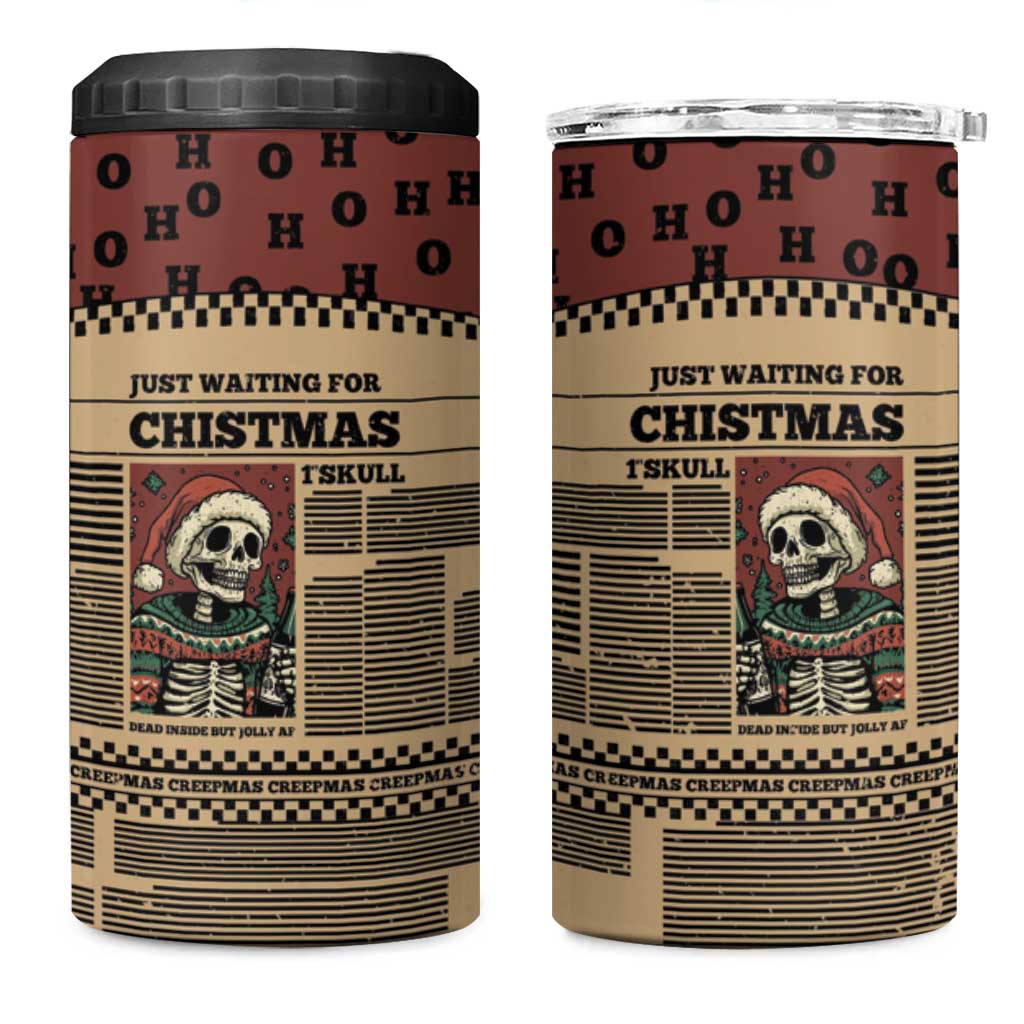 Skull Christmas 4 in 1 Can Cooler Tumbler Newspaper Retro Style - Wonder Print Shop