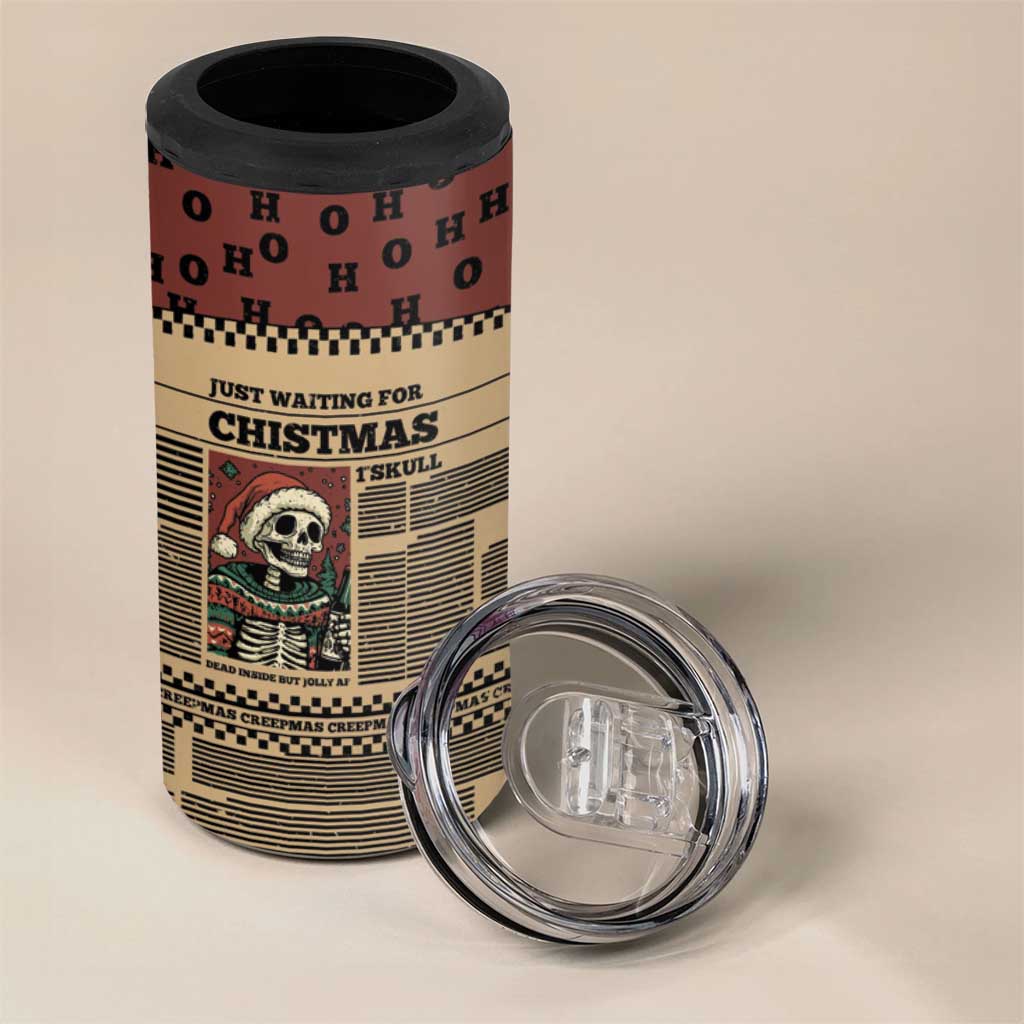 Skull Christmas 4 in 1 Can Cooler Tumbler Newspaper Retro Style - Wonder Print Shop
