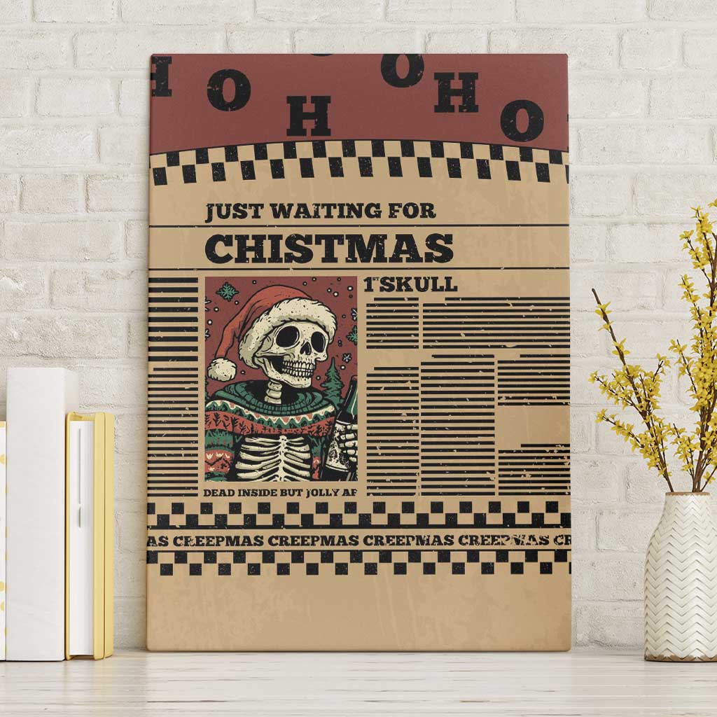 Skull Christmas Canvas Wall Art Newspaper Retro Style - Wonder Print Shop