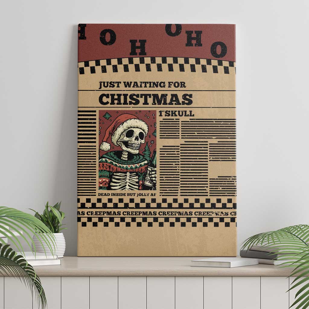 Skull Christmas Canvas Wall Art Newspaper Retro Style - Wonder Print Shop