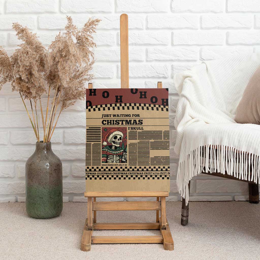 Skull Christmas Canvas Wall Art Newspaper Retro Style - Wonder Print Shop