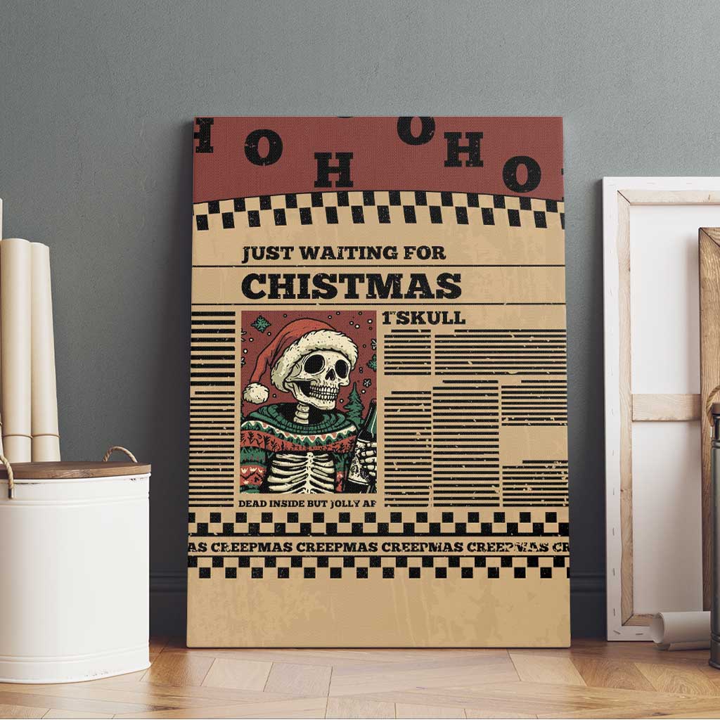 Skull Christmas Canvas Wall Art Newspaper Retro Style - Wonder Print Shop