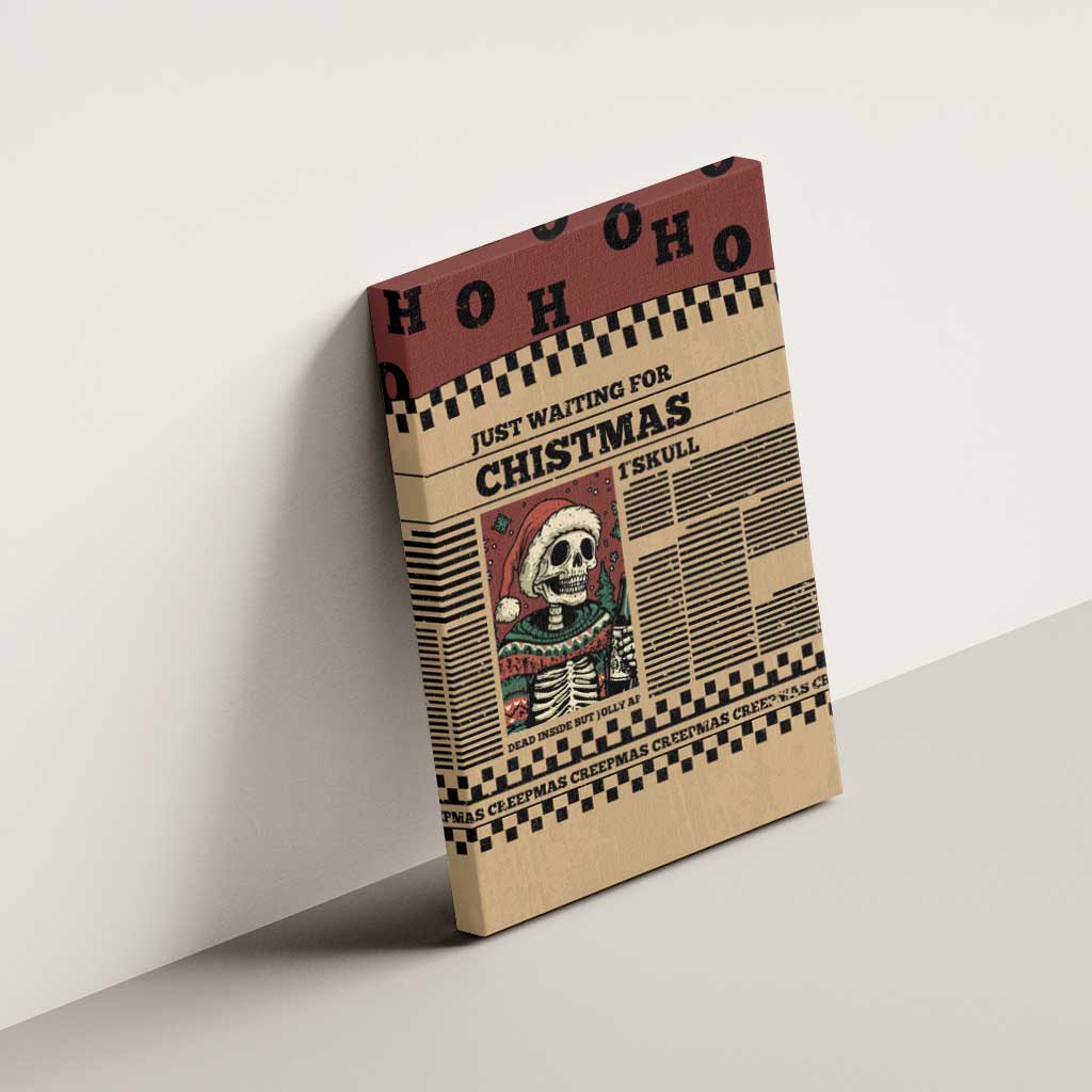 Skull Christmas Canvas Wall Art Newspaper Retro Style - Wonder Print Shop
