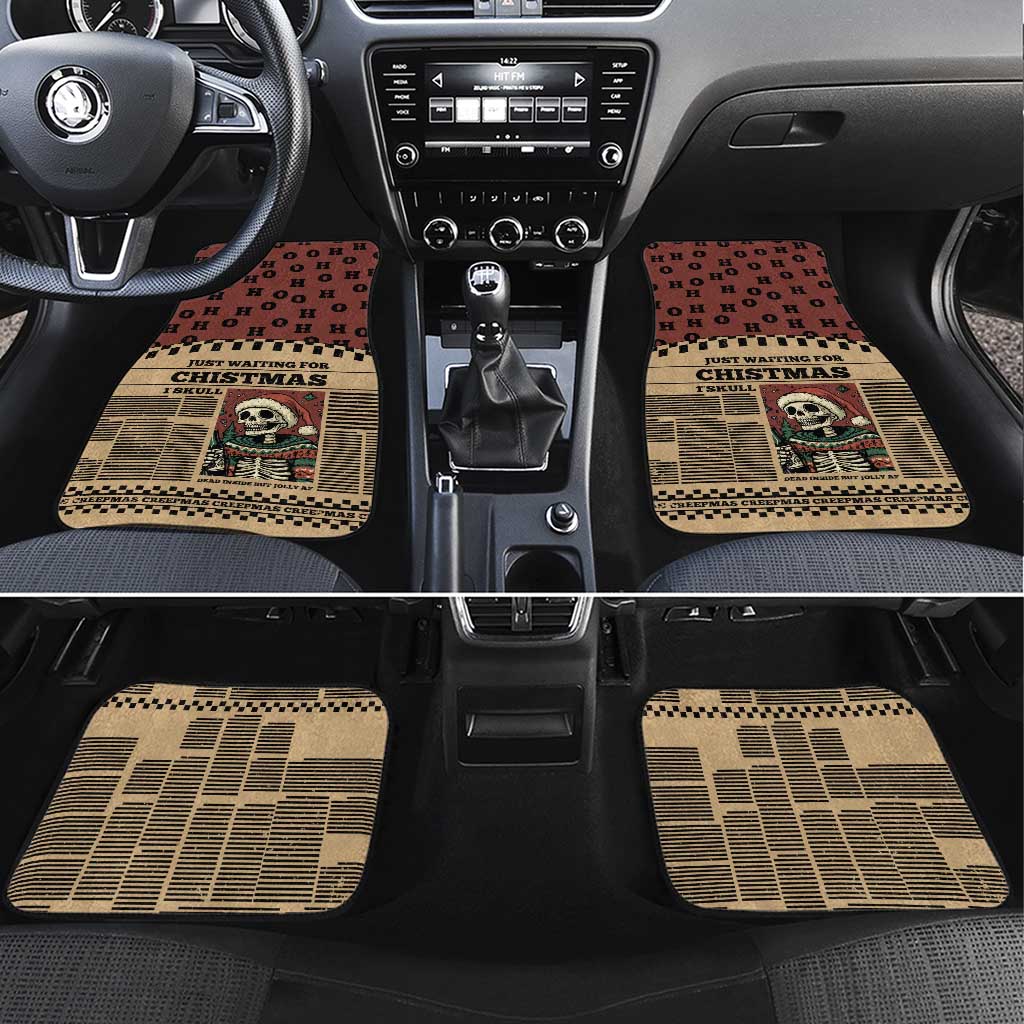 Skull Christmas Car Mats Newspaper Retro Style - Wonder Print Shop