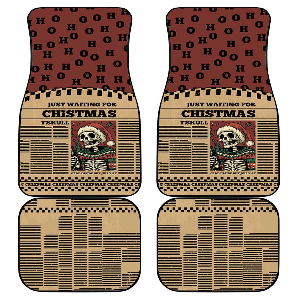 Skull Christmas Car Mats Newspaper Retro Style - Wonder Print Shop