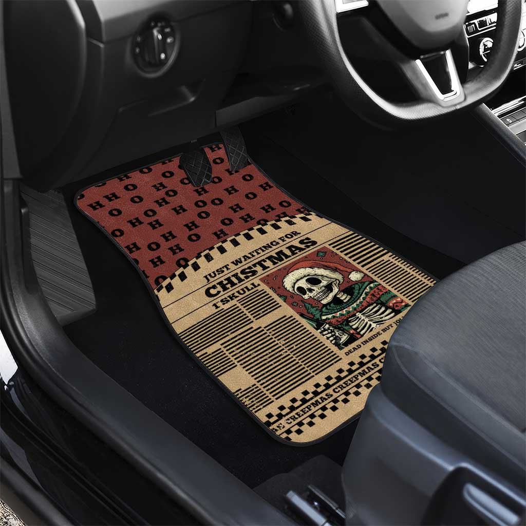 Skull Christmas Car Mats Newspaper Retro Style - Wonder Print Shop