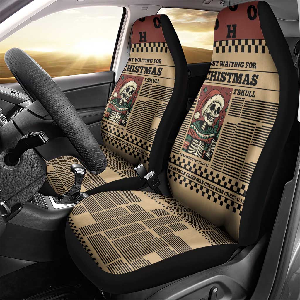 Skull Christmas Car Seat Cover Newspaper Retro Style - Wonder Print Shop