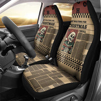 Skull Christmas Car Seat Cover Newspaper Retro Style - Wonder Print Shop