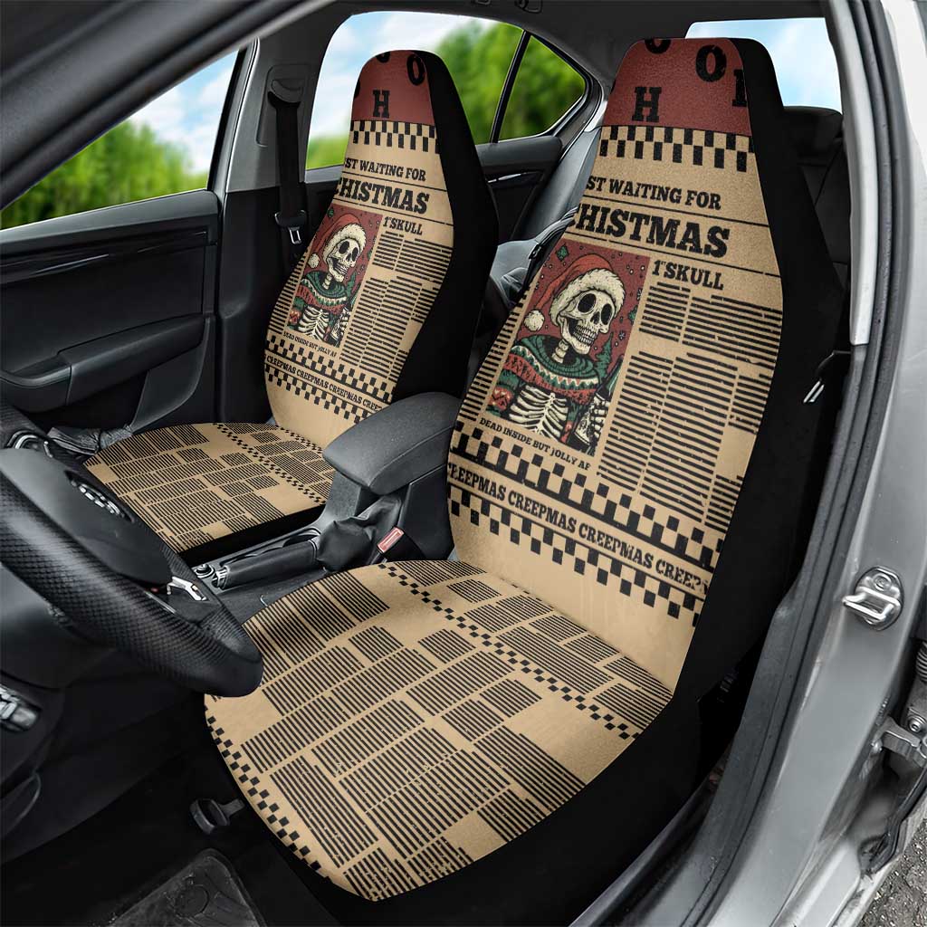 Skull Christmas Car Seat Cover Newspaper Retro Style - Wonder Print Shop