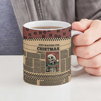 Skull Christmas Ceramic Mug Newspaper Retro Style - Wonder Print Shop