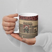 Skull Christmas Ceramic Mug Newspaper Retro Style - Wonder Print Shop
