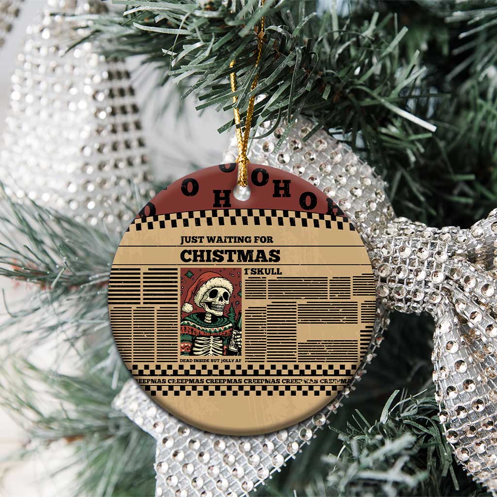 Skull Christmas Ceramic Ornament Newspaper Retro Style - Wonder Print Shop