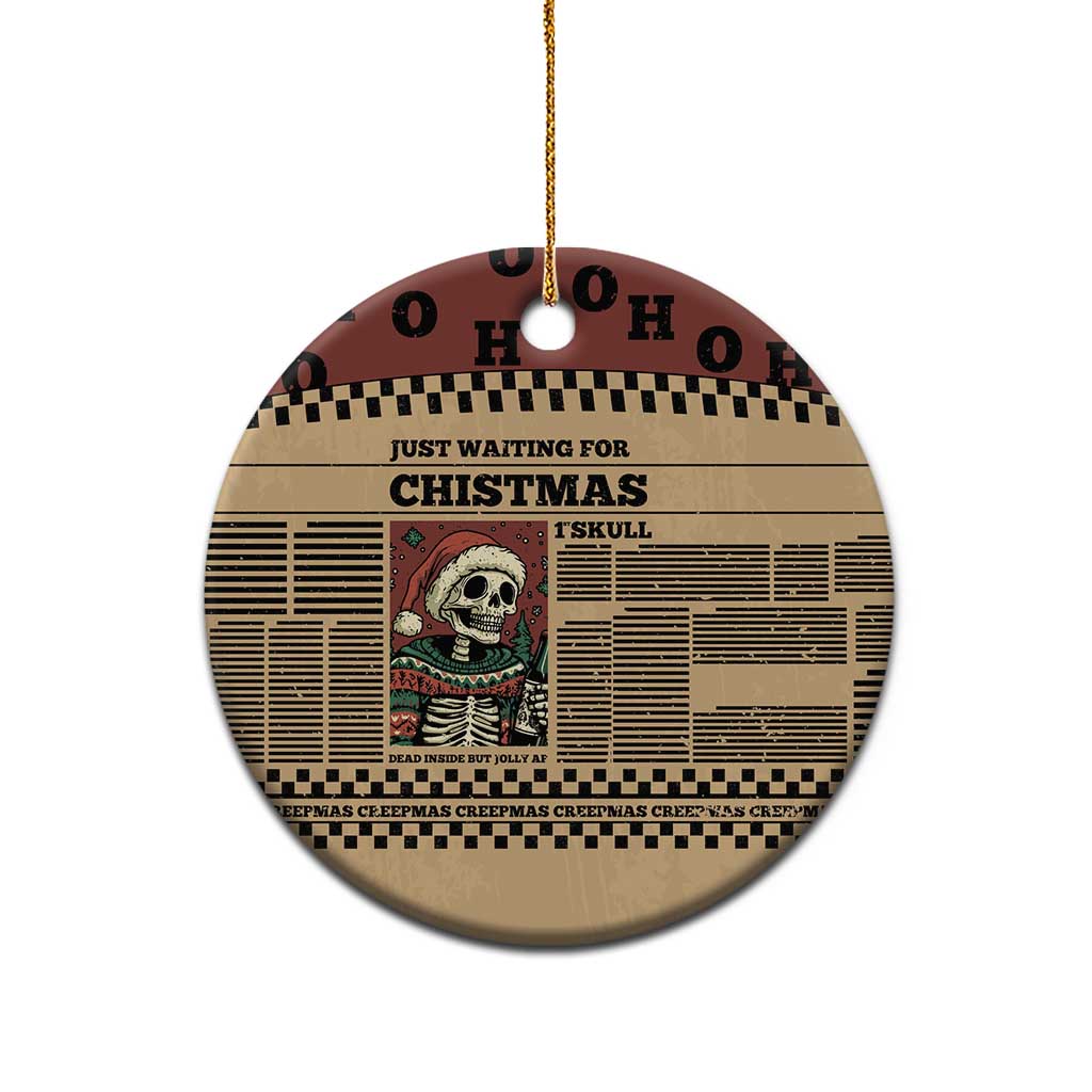 Skull Christmas Ceramic Ornament Newspaper Retro Style - Wonder Print Shop