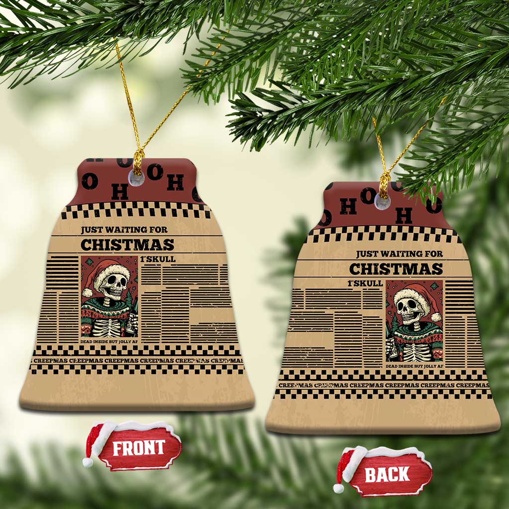 Skull Christmas Ceramic Ornament Newspaper Retro Style - Wonder Print Shop
