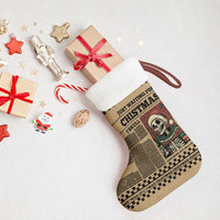 Skull Christmas Stocking Newspaper Retro Style - Wonder Print Shop