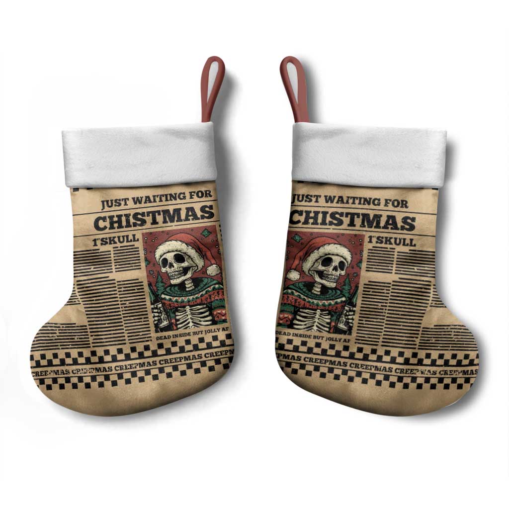 Skull Christmas Stocking Newspaper Retro Style - Wonder Print Shop