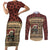 Skull Christmas Couples Matching Short Sleeve Bodycon Dress and Long Sleeve Button Shirt Newspaper Retro Style - Wonder Print Shop
