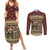 Skull Christmas Couples Matching Summer Maxi Dress and Long Sleeve Button Shirt Newspaper Retro Style - Wonder Print Shop