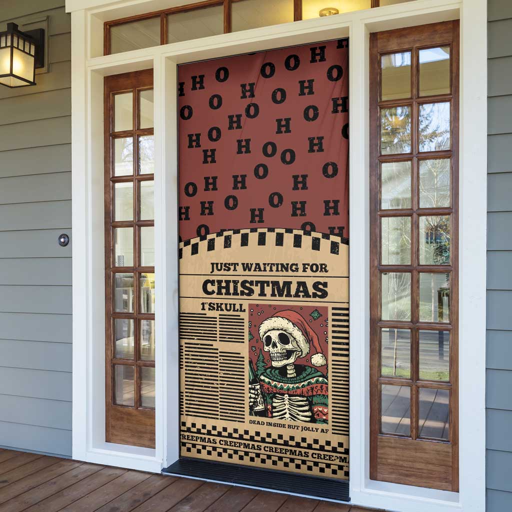 Skull Christmas Door Cover Newspaper Retro Style - Wonder Print Shop