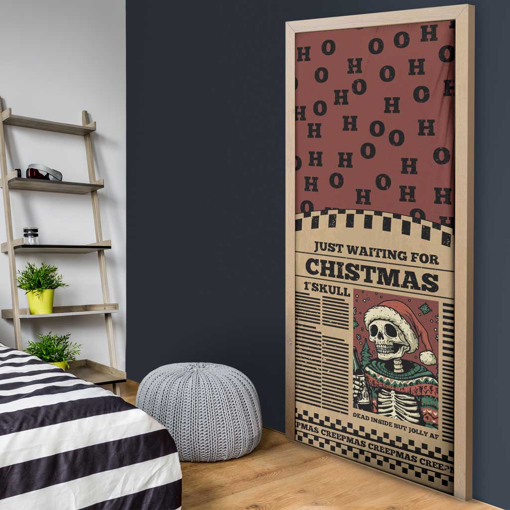 Skull Christmas Door Cover Newspaper Retro Style - Wonder Print Shop