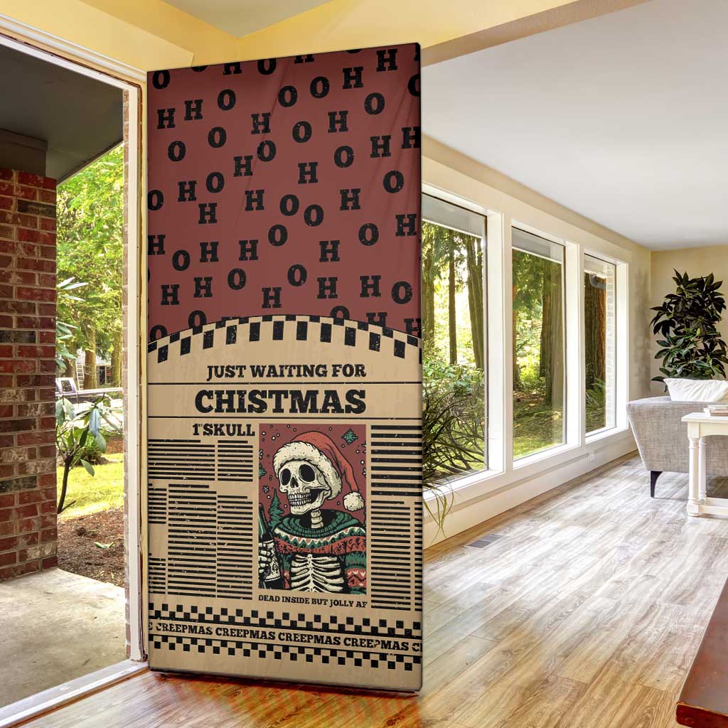 Skull Christmas Door Cover Newspaper Retro Style - Wonder Print Shop