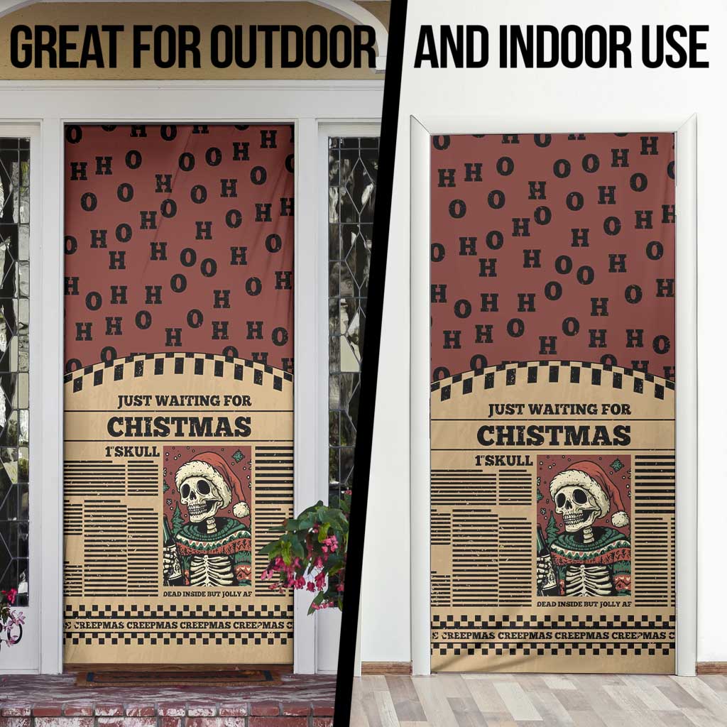 Skull Christmas Door Cover Newspaper Retro Style - Wonder Print Shop