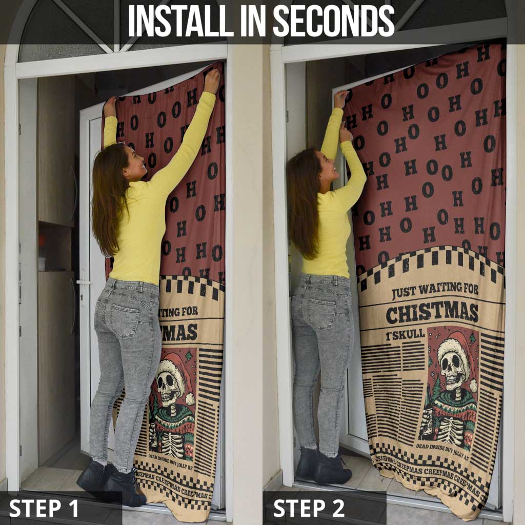 Skull Christmas Door Cover Newspaper Retro Style - Wonder Print Shop