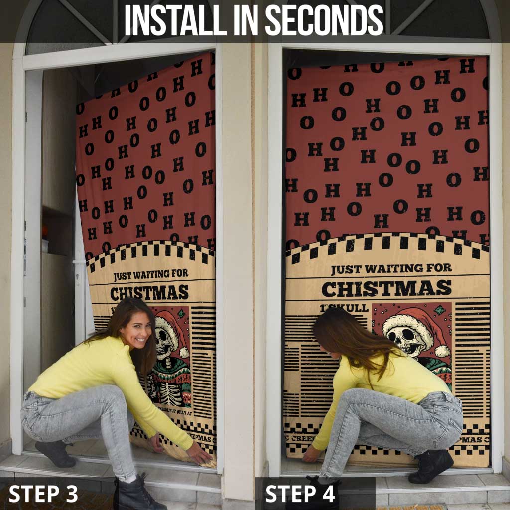 Skull Christmas Door Cover Newspaper Retro Style - Wonder Print Shop