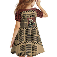 Skull Christmas Family Matching Long Sleeve Bodycon Dress and Hawaiian Shirt Newspaper Retro Style - Wonder Print Shop