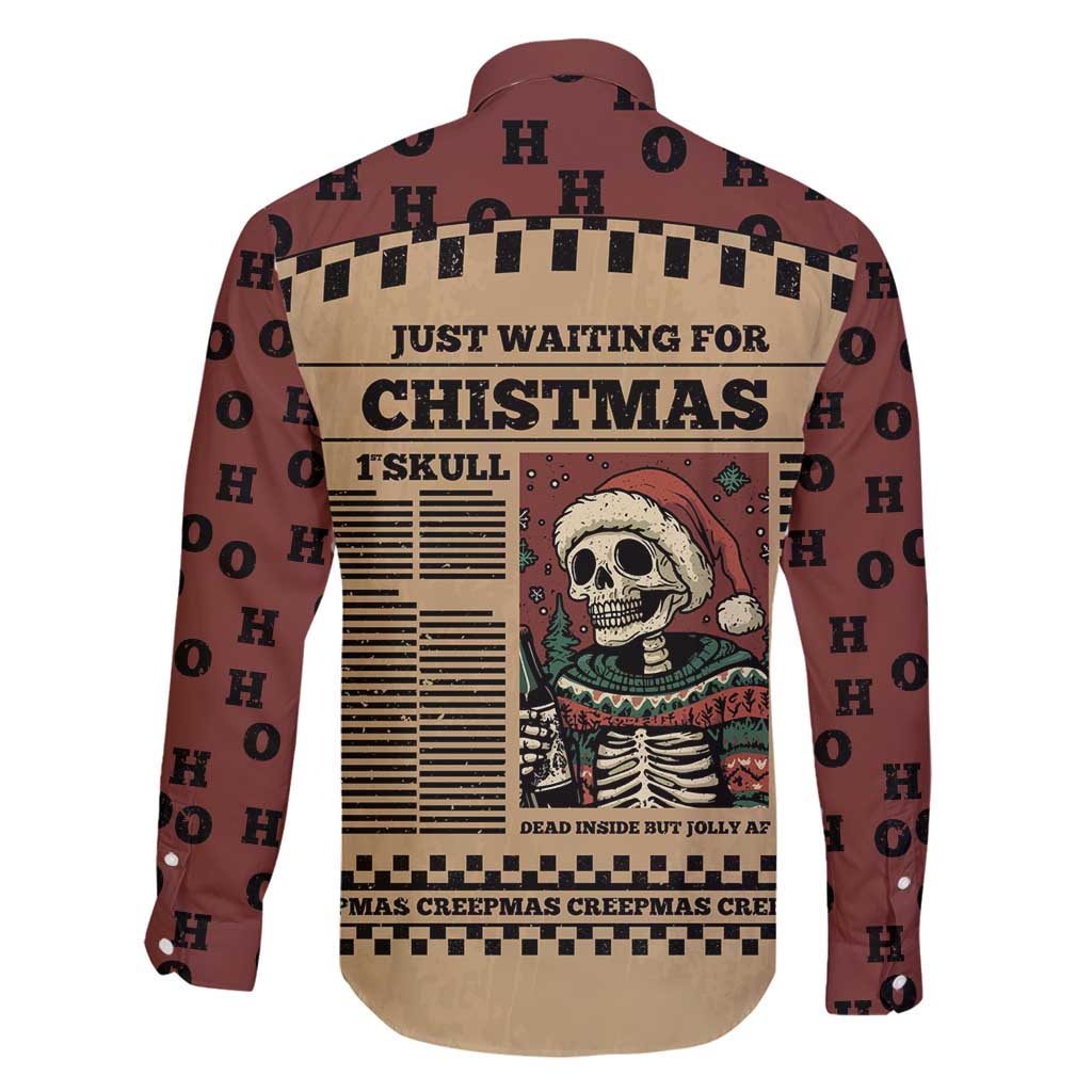 Skull Christmas Family Matching Long Sleeve Bodycon Dress and Hawaiian Shirt Newspaper Retro Style - Wonder Print Shop