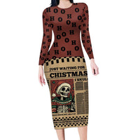 Skull Christmas Family Matching Long Sleeve Bodycon Dress and Hawaiian Shirt Newspaper Retro Style - Wonder Print Shop