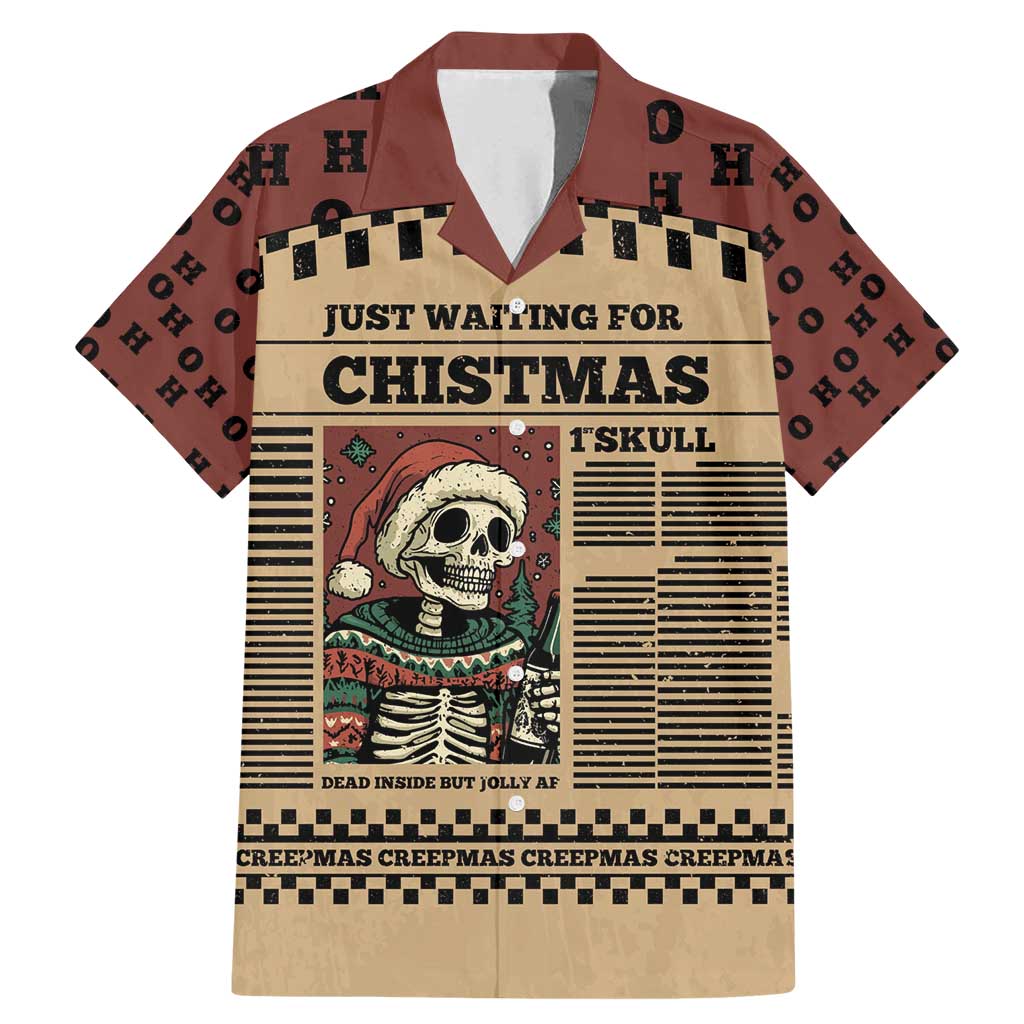 Skull Christmas Family Matching Mermaid Dress and Hawaiian Shirt Newspaper Retro Style - Wonder Print Shop