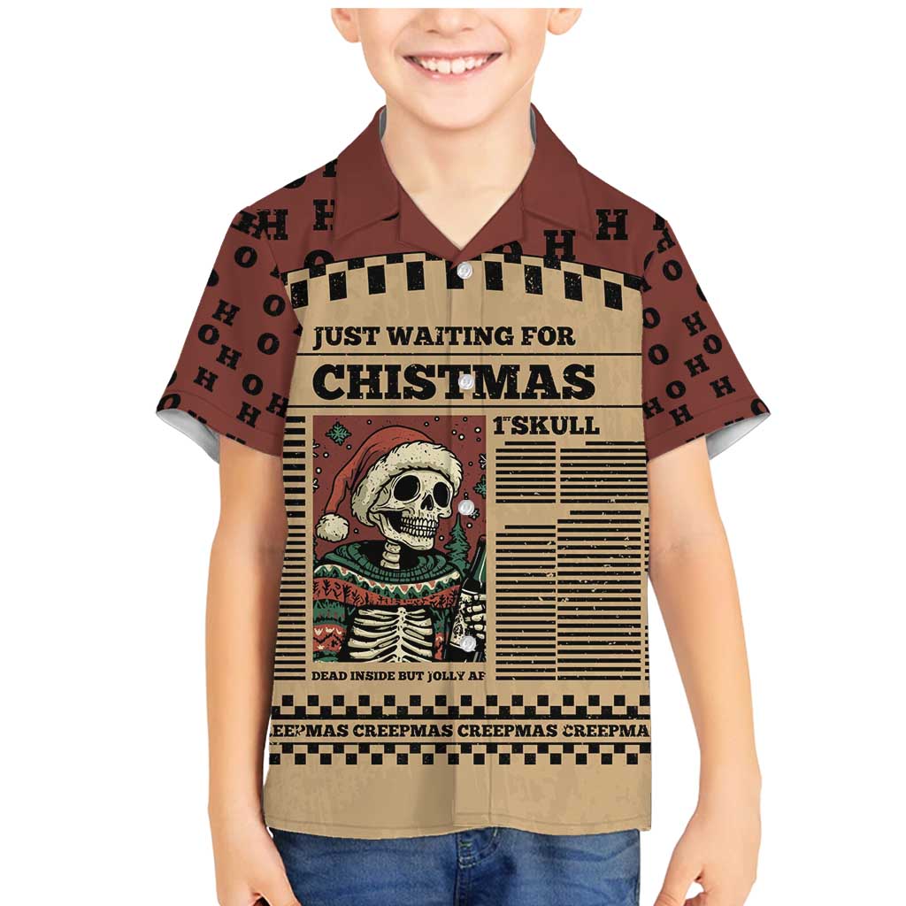 Skull Christmas Family Matching Mermaid Dress and Hawaiian Shirt Newspaper Retro Style - Wonder Print Shop