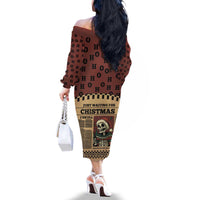 Skull Christmas Family Matching Off The Shoulder Long Sleeve Dress and Hawaiian Shirt Newspaper Retro Style - Wonder Print Shop
