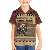 Skull Christmas Family Matching Off The Shoulder Long Sleeve Dress and Hawaiian Shirt Newspaper Retro Style - Wonder Print Shop