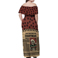 Skull Christmas Family Matching Off Shoulder Maxi Dress and Hawaiian Shirt Newspaper Retro Style - Wonder Print Shop