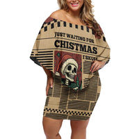 Skull Christmas Family Matching Off Shoulder Short Dress and Hawaiian Shirt Newspaper Retro Style - Wonder Print Shop
