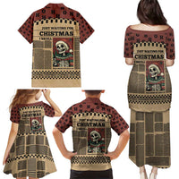 Skull Christmas Family Matching Puletasi and Hawaiian Shirt Newspaper Retro Style - Wonder Print Shop