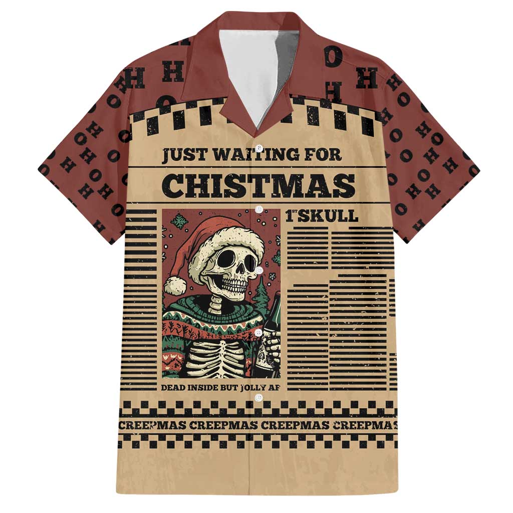 Skull Christmas Family Matching Short Sleeve Bodycon Dress and Hawaiian Shirt Newspaper Retro Style - Wonder Print Shop
